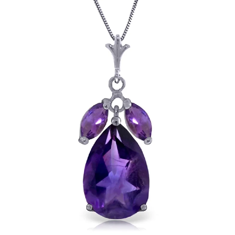 cute cat necklace design-6.5 Carat 14K White Gold Enduring Flame Amethyst Necklace