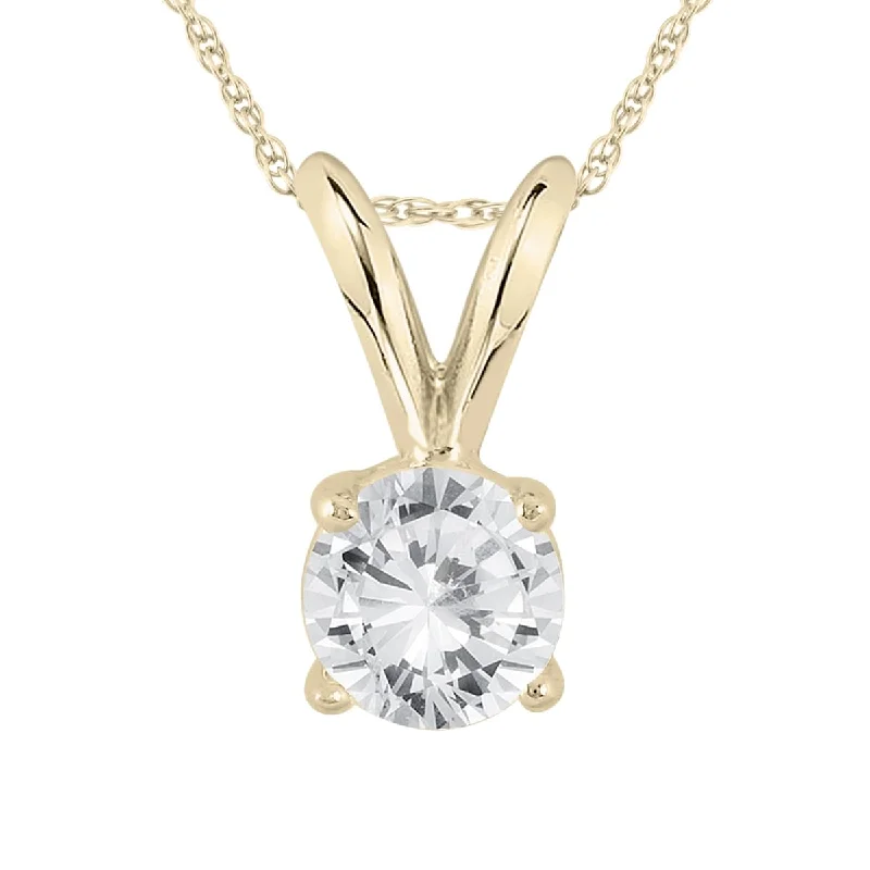 star-shaped necklace for gifts-Certified 1/3 Carat Round Diamond Solitaire Pendant in 14K Yellow Gold