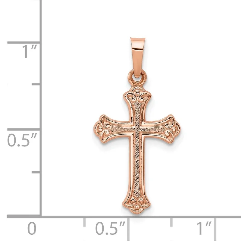 long gold chain necklace-Diamond2Deal 14K Rose Gold Cross Pendant (L- 22 mm, W- 14 mm)