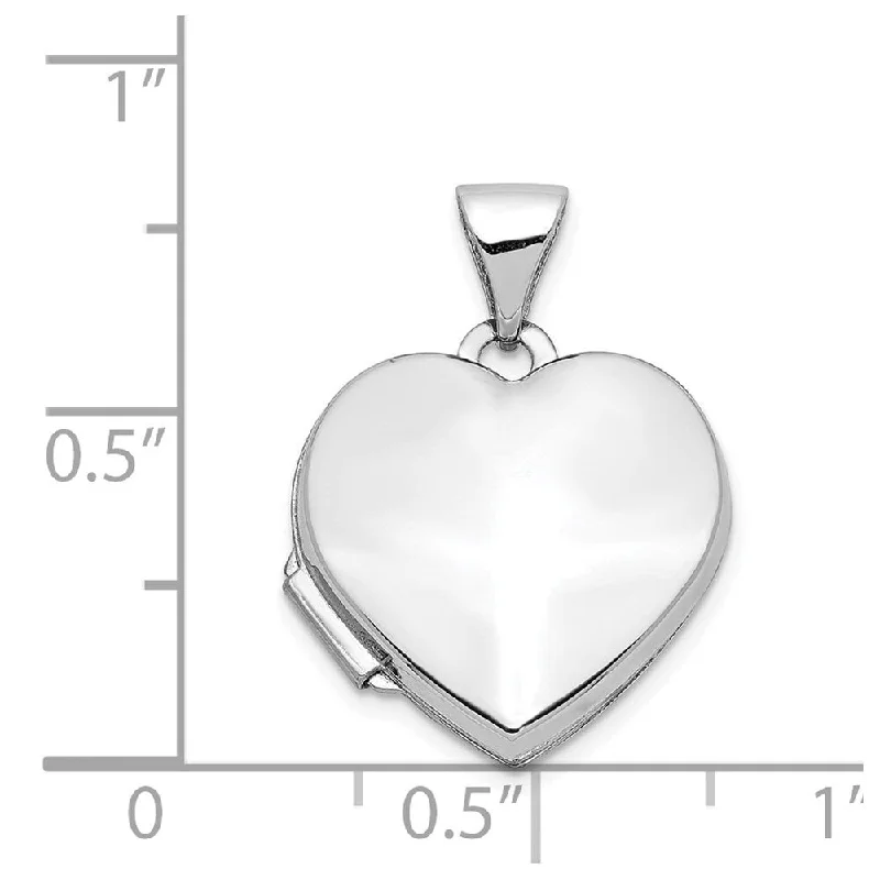 luxury gemstone necklace-Diamond2Deal 14K White Gold Polished Heart-Shaped Locket (W- 16 mm, L- 21 mm)