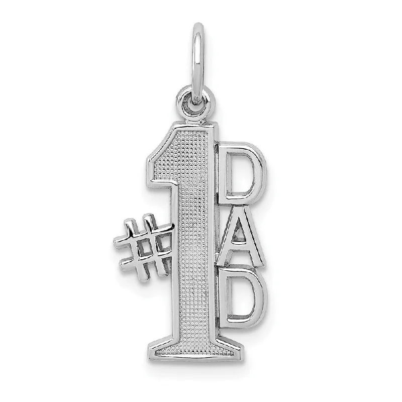 gemstone pendant necklace with initials-Diamond2Deal 14K White Gold Polished Number 1 Dad Pendant (L- 24 mm, W- 11 mm)