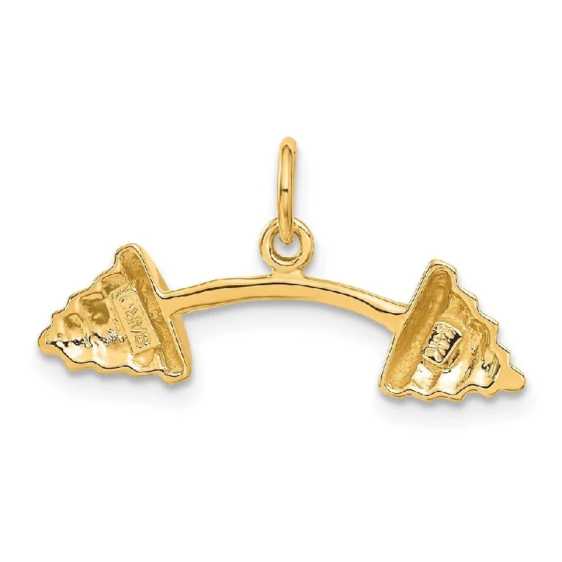 chunky gold chain necklace-Diamond2Deal 14K Yellow Gold Barbell Pendant (L- 14 mm, W- 26 mm)