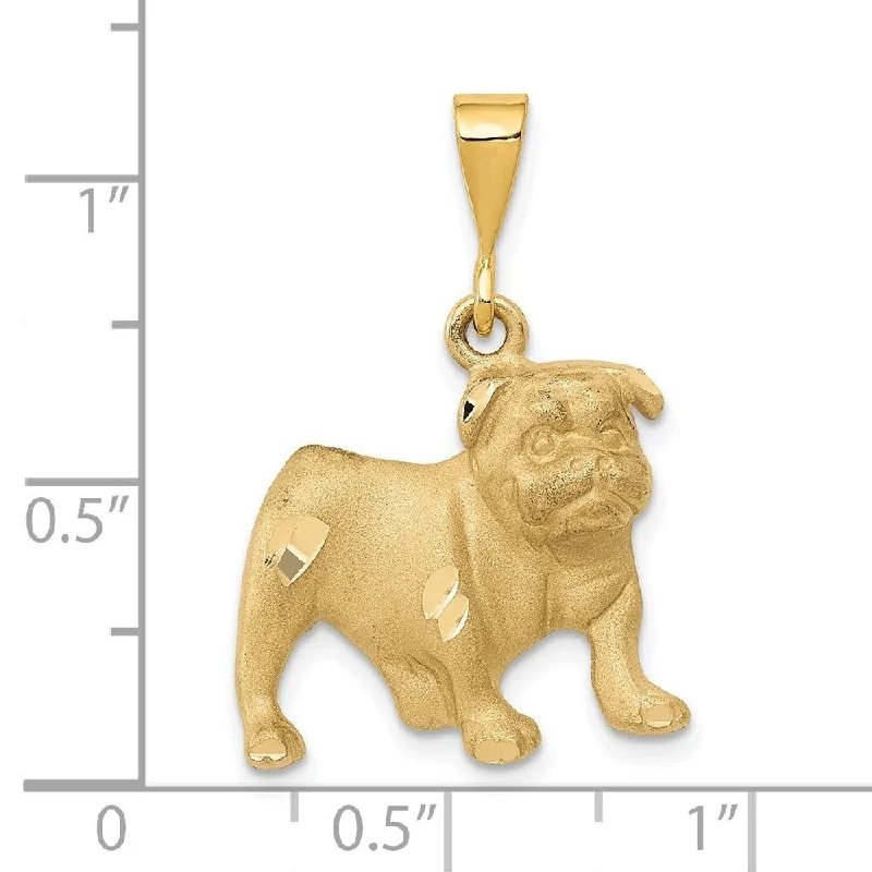 silver pendant with birthstone-Diamond2Deal 14K Yellow Gold Bulldog Pendant (L- 29 mm, W- 20 mm)