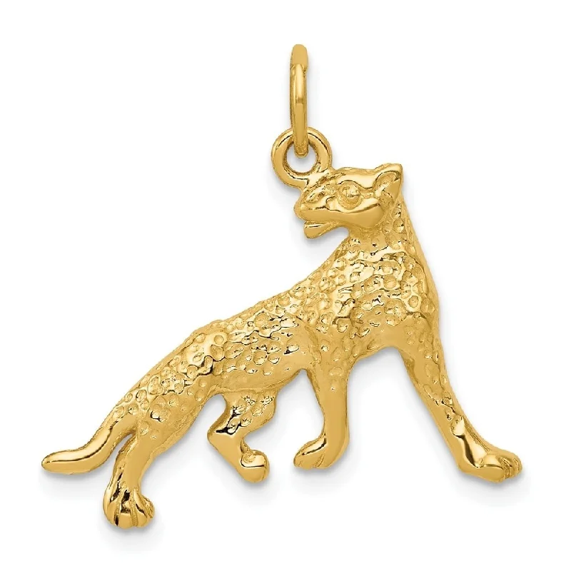 modern minimalist necklace for gifts-Diamond2Deal 14K Yellow Gold Cheetah Pendant (L- 26 mm, W- 22 mm)