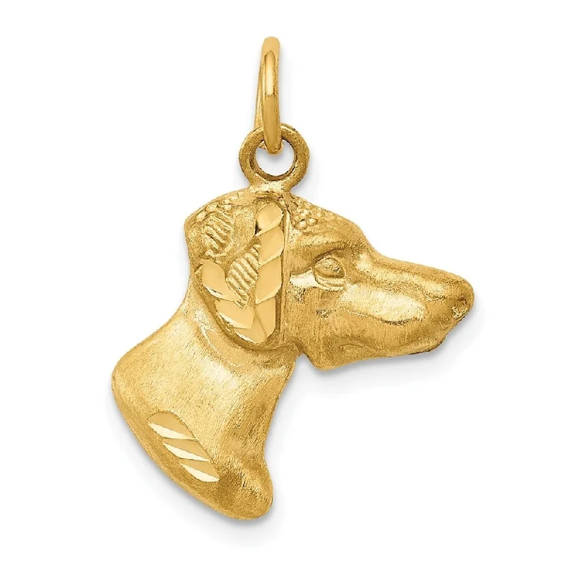 men’s necklace with engraved pendant-Diamond2Deal 14K Yellow Gold Dog Pendant (L- 24 mm, W- 17 mm)