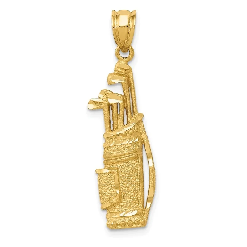 custom pendant necklace for men’s gift-Diamond2Deal 14K Yellow Gold Golf Bag Pendant (L- 33 mm, W- 10 mm)