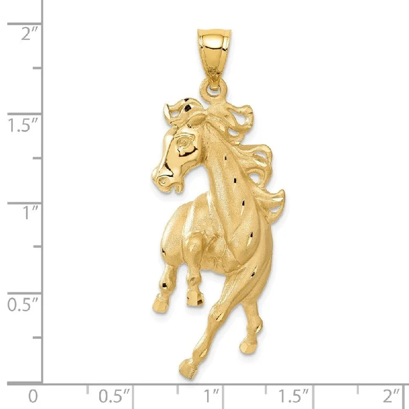 elegant infinity pendant necklace-Diamond2Deal 14K Yellow Gold Horse Pendant (L- 49.5 mm, W- 21 mm)