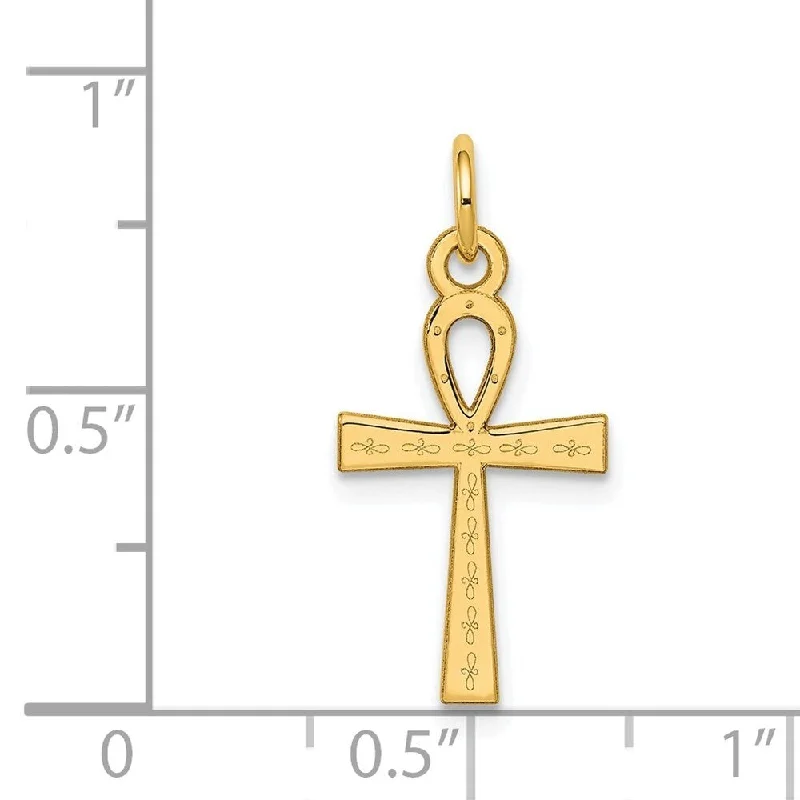 luxury statement necklace-Diamond2Deal 14K Yellow Gold Laser Designed Ankh Cross Pendant (L- 22 mm, W- 11 mm)