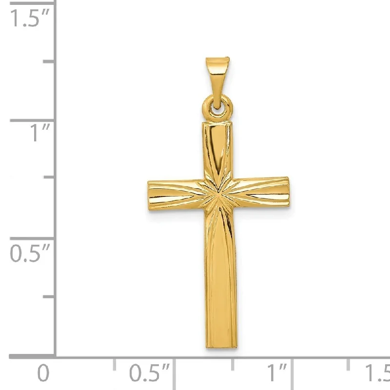 trendy pearl necklace for women-Diamond2Deal 14K Yellow Gold Polished Latin Cross Pendant (L- 31 mm, W- 15.5 mm)