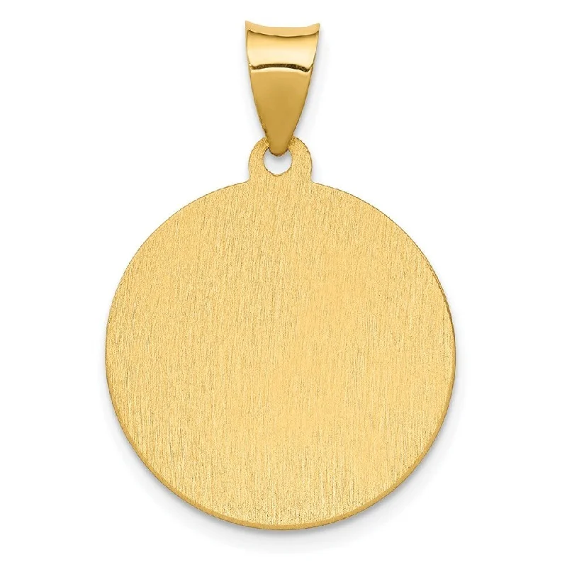 chic and modern necklace design-Diamond2Deal 14K Yellow Gold Polished Satin Hollow Spanish St. Anthony Medal Pendant (L- 28 mm, W- 20 mm)