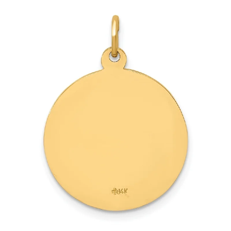 hand-stamped pendant necklace-Diamond2Deal 14K Yellow Gold Satin Small Round St. Jude Thaddeus Medal (L- 25 mm, W- 18 mm)