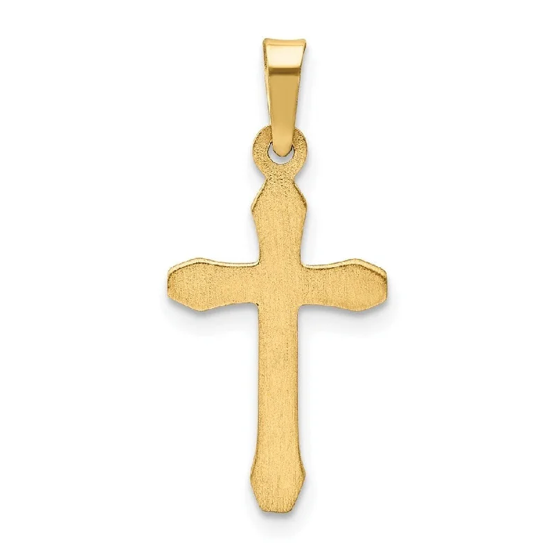 cute heart necklace for girls-Diamond2Deal 14K Yellow Gold Textured and Polished Latin Cross Pendant (L- 26.3 mm, W- 12 mm)