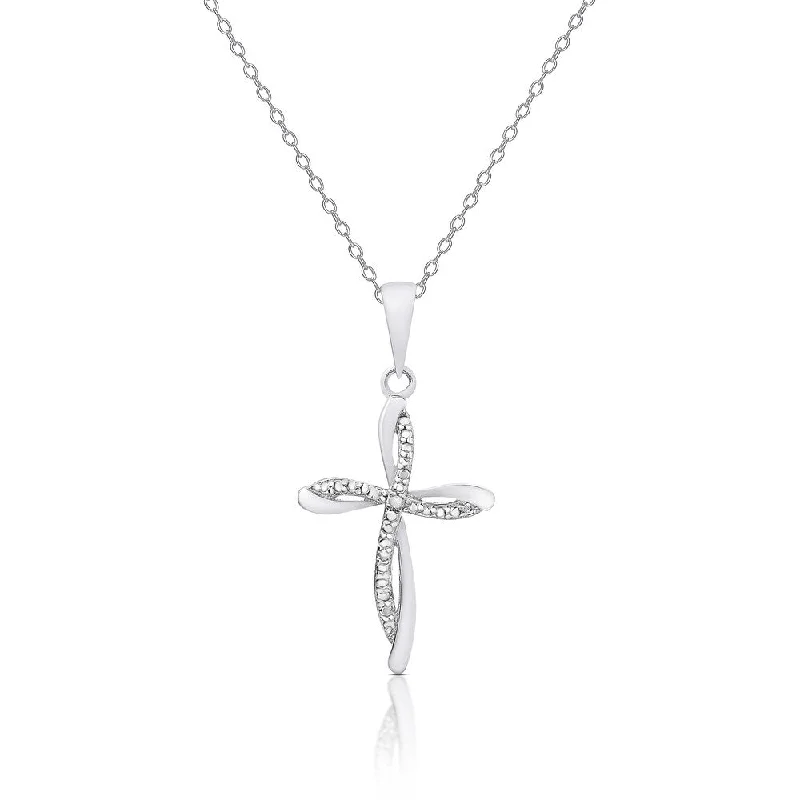 engraved necklace for special occasions-Finesque Gold Over Silver or Sterling Silver Diamond Accent Cross Necklace