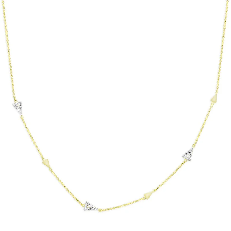 silver pendant necklace with birthstone-Finesque Gold Over Stelring Silver 1/10ct TDW Diamond Triangle Link Necklace