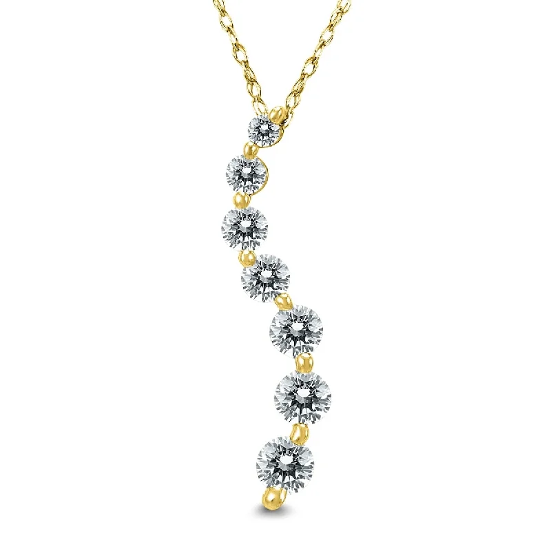 layered pendant necklace-Marquee 1/2 Carat Diamond Journey Pendant in 10K Yellow Gold (K-L Color, I2-I3 Clarity)