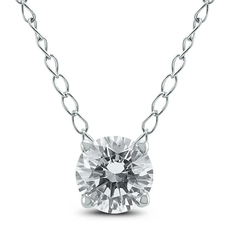 luxury necklace with diamonds-Marquee 1/2 Carat Floating Round Diamond Solitaire Necklace in 14K White Gold