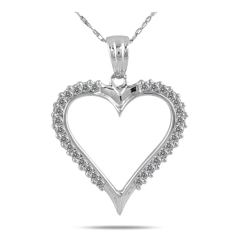 snake chain necklace for men-Marquee 1/3 Carat TW Diamond Heart Pendant in 10K White Gold