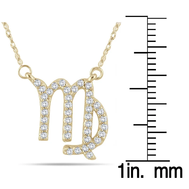 unique crystal pendant necklace-Marquee 1/3 Carat TW Diamond Virgo Zodiac Pendant 10K Yellow Gold