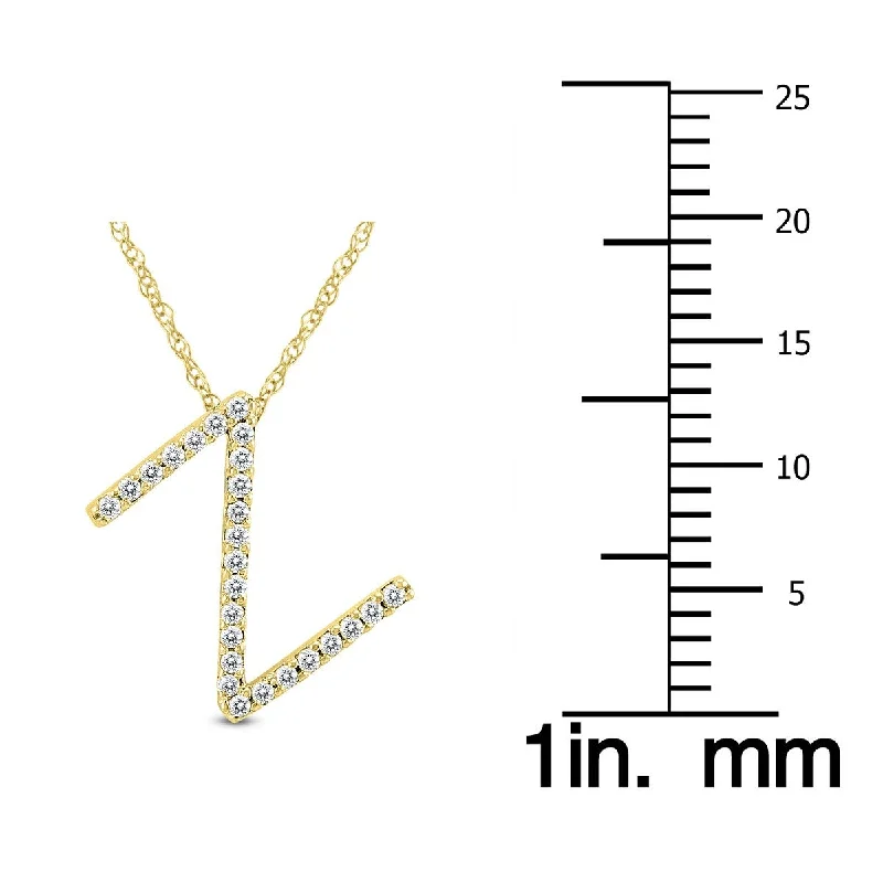 adjustable choker necklace-Marquee 1/6 Carat TW Z Initial Diamond Pendant Necklace in 10K Yellow Gold with Adjustable Chain