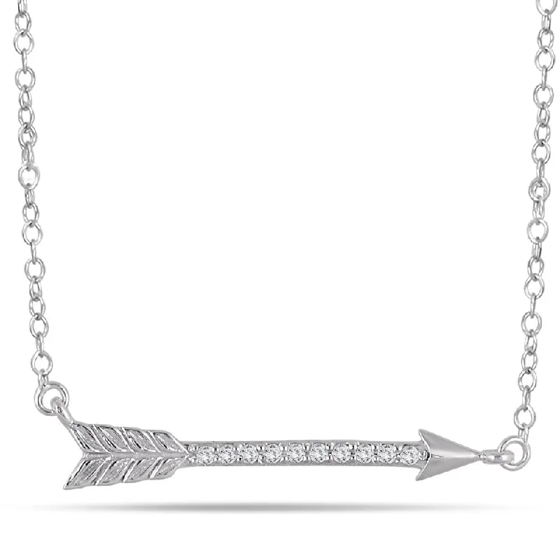 multi-layered silver necklace-Marquee 10k White Gold 1/10ct TDW Diamond Arrow Pendant