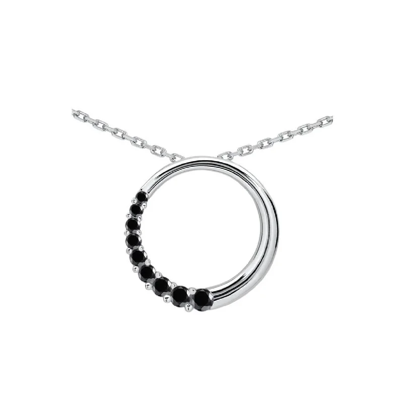 rose gold heart necklace-Marquee 10k White Gold 1/4ct TDW Black Diamond Journey Circle Necklace