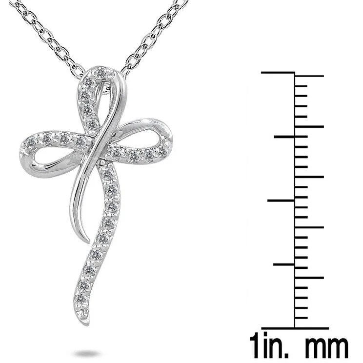 infinity heart necklace for her-Marquee 10k White Gold 1/4ct TDW Diamond Cross Pendant