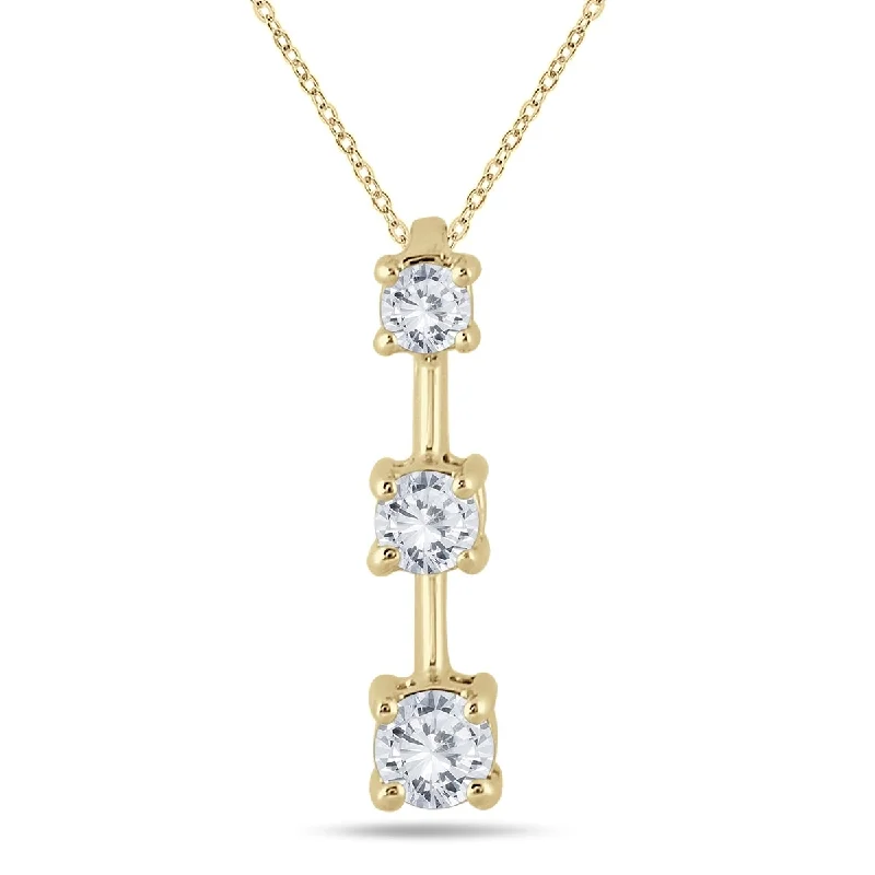 rose gold bar necklace for layering-Marquee 10k Yellow Gold 1/2ct TDW Diamond Graduated 3-stone Drop Pendant