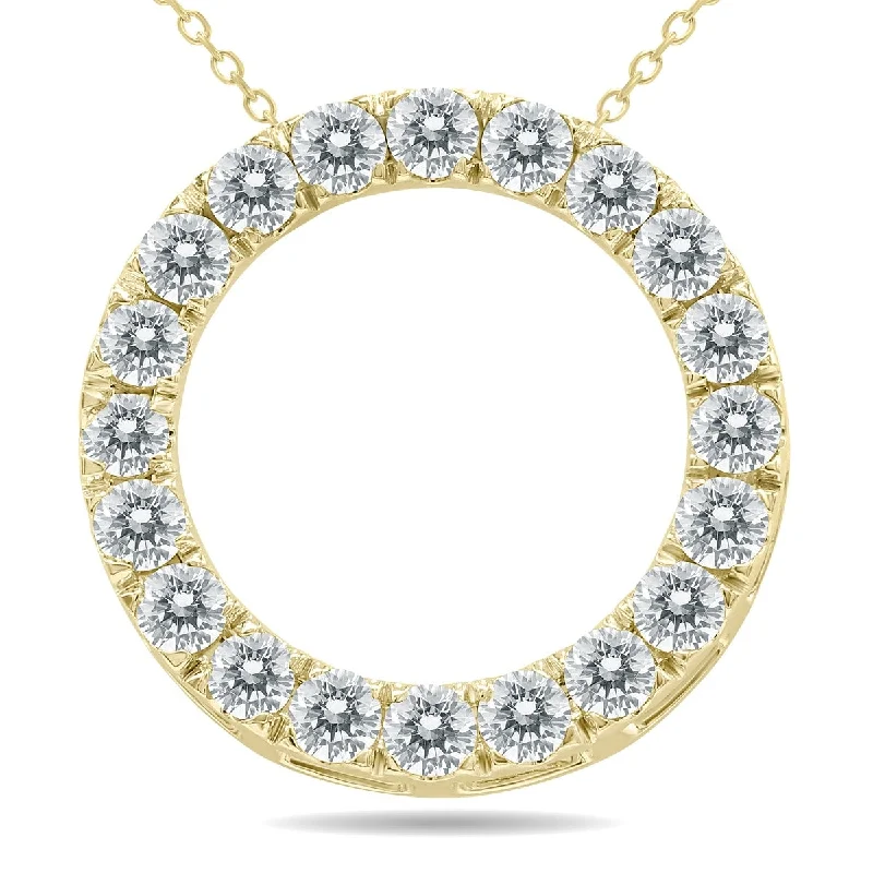 crystal necklace for evening wear-Marquee 2 Carat TW Diamond Circle Pendant in 10K Yellow Gold