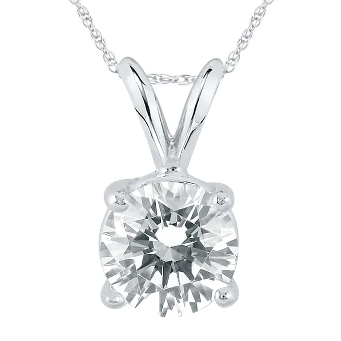 golden necklace for wedding day-Marquee IGI Certified Lab Grown 1 1/4 Carat Diamond Solitaire Pendant in 14K White Gold (I Color, SI2 Clarity)