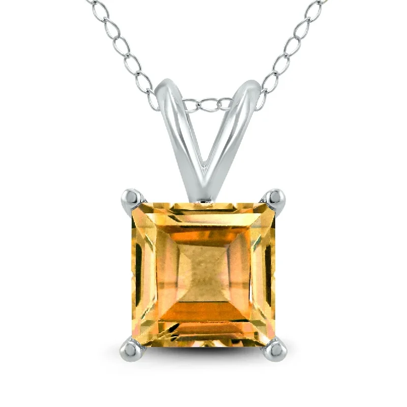 infinity knot necklace for gifts-Marquee Jewels 14K White Gold 7MM Square Citrine Pendant