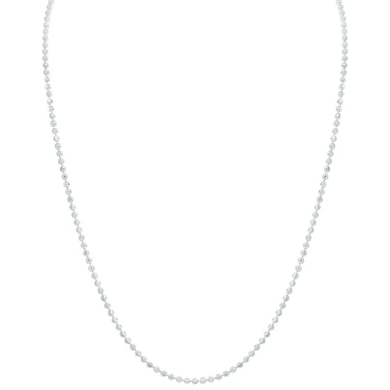 classic diamond necklace for special occasions-Marquee Jewels Sterling Silver 2.5mm Moon-cut Bead Chain with Lobster Clasp - 18 Inch