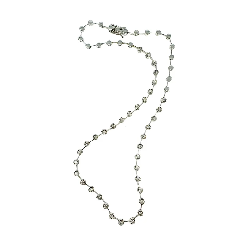 lucky charm necklace for her-14K White Gold Diamond Necklace