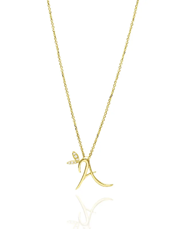 infinity knot necklace for gifts-Love Letter Yellow Gold Pendant