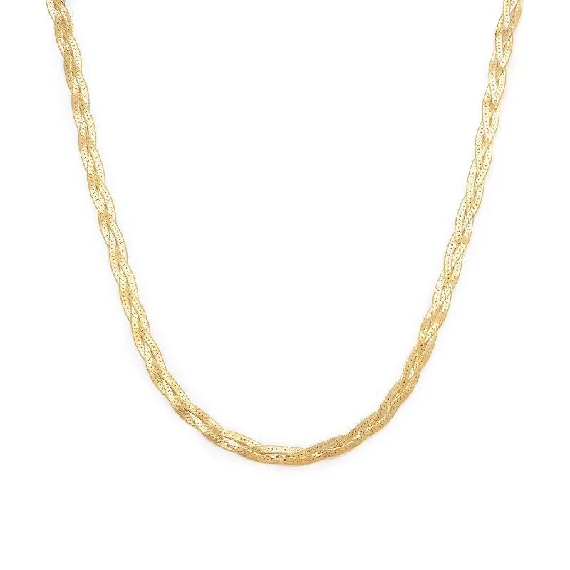 cute and simple gold necklace-Braided Herringbone Necklace | Gold