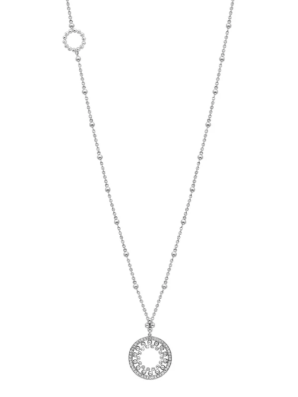 elegant long chain necklace-Circus Long White Gold Bead Necklace