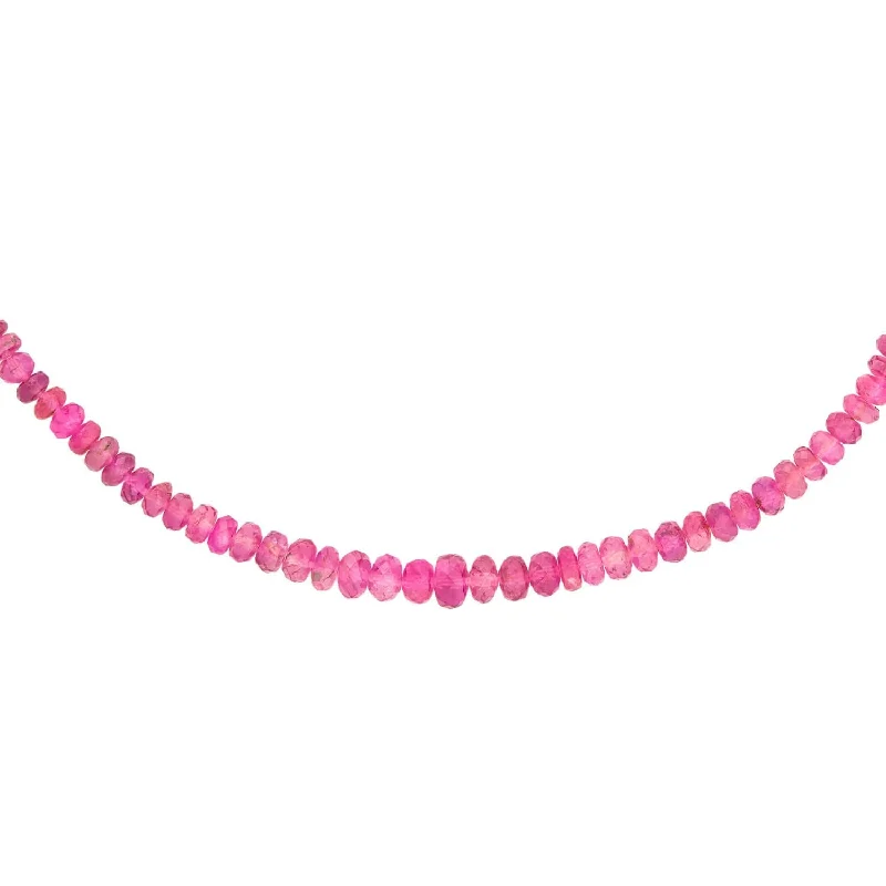 matching necklace and bracelet set-Estate 14k and Pink Tourmaline Rondelle Bead Necklace