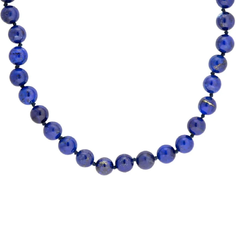 simple pendant chain necklace-Estate Gold Filled Lapis Bead Necklace 24"