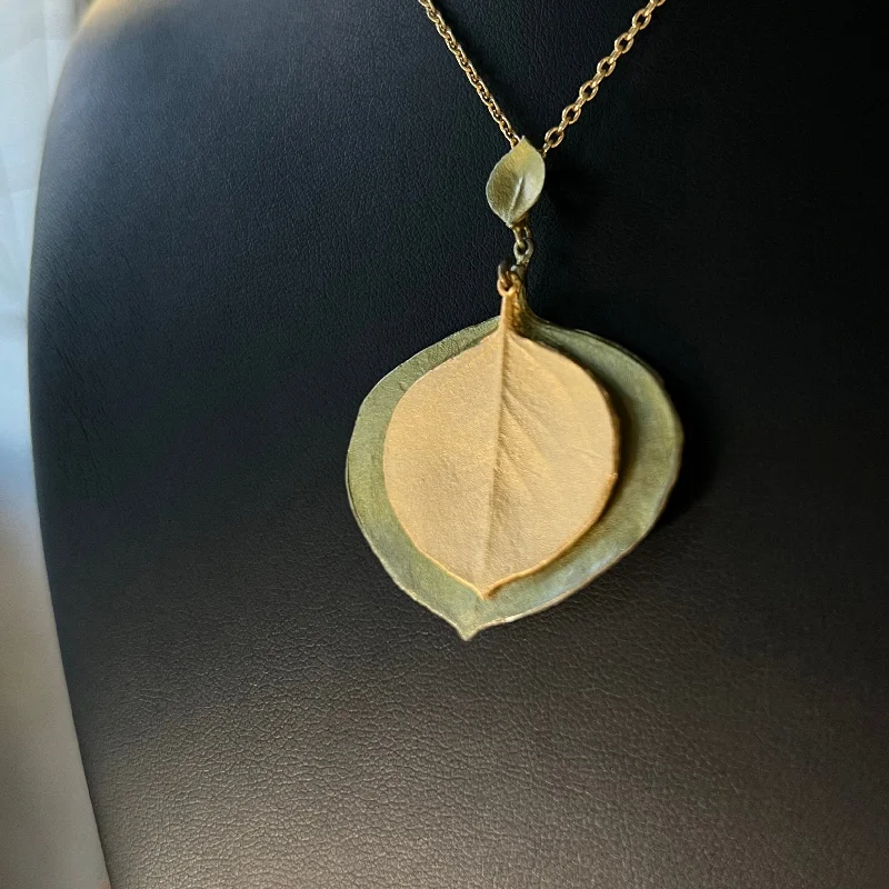 trendy crystal necklace for fashion-Eucalyptus Round Leaf Pendant