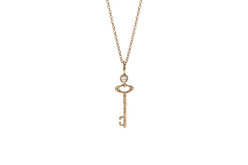 long gold pendant necklace with diamond-Skeleton Key Necklace