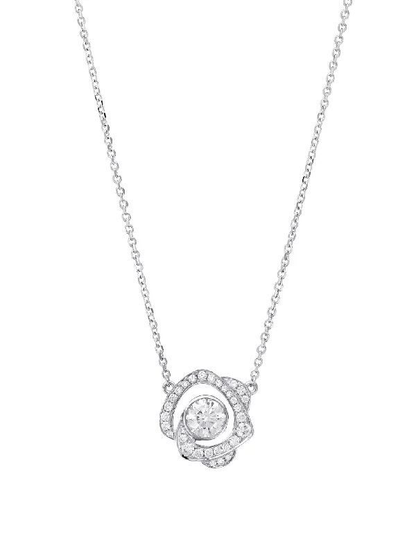 boho style necklace-Maymay Rose Large Diamond Platinum Pendant