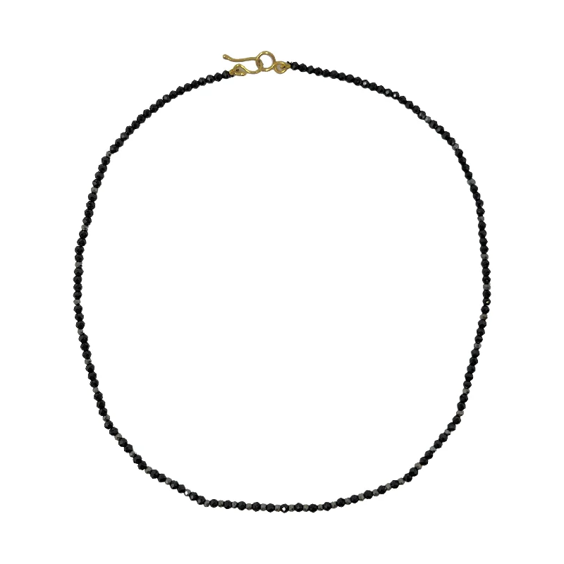 unique gemstone pendant for men-Lena Skadegard Black Spinel and Pyrite Necklacewith 9K Gold Clasp