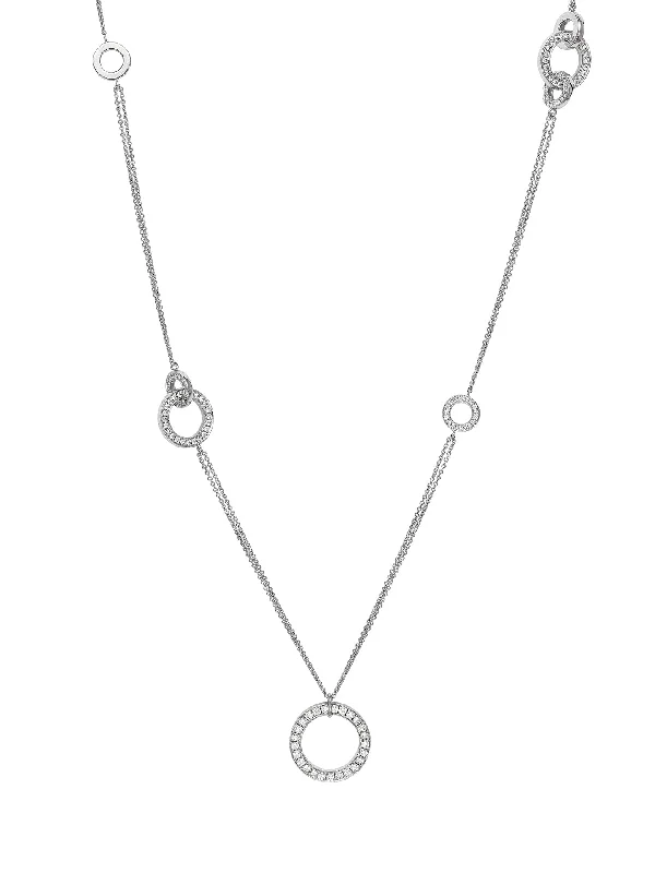 heart pendant necklace with engraving-Roulette Long White Gold Diamond Necklace