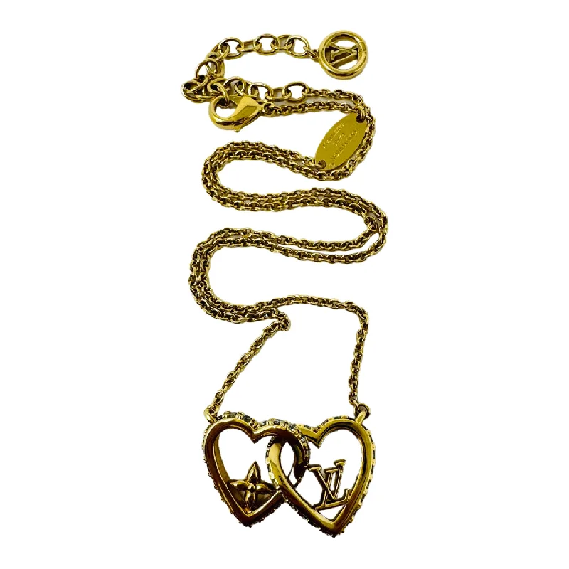 modern minimalist necklace for gifts-Louis Vuitton Double Heart Pendant Necklace