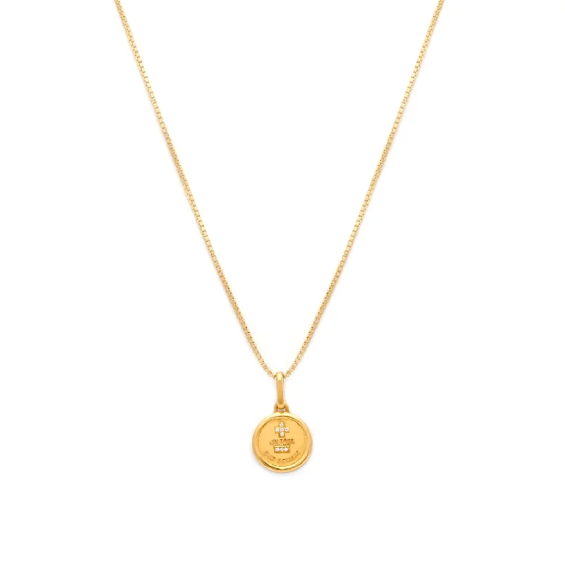 moon and sun necklace for women-Love Token Necklace Round | Gold