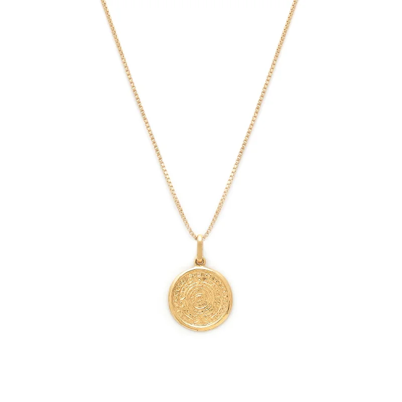 large round pendant necklace-Mayan Necklace | Gold