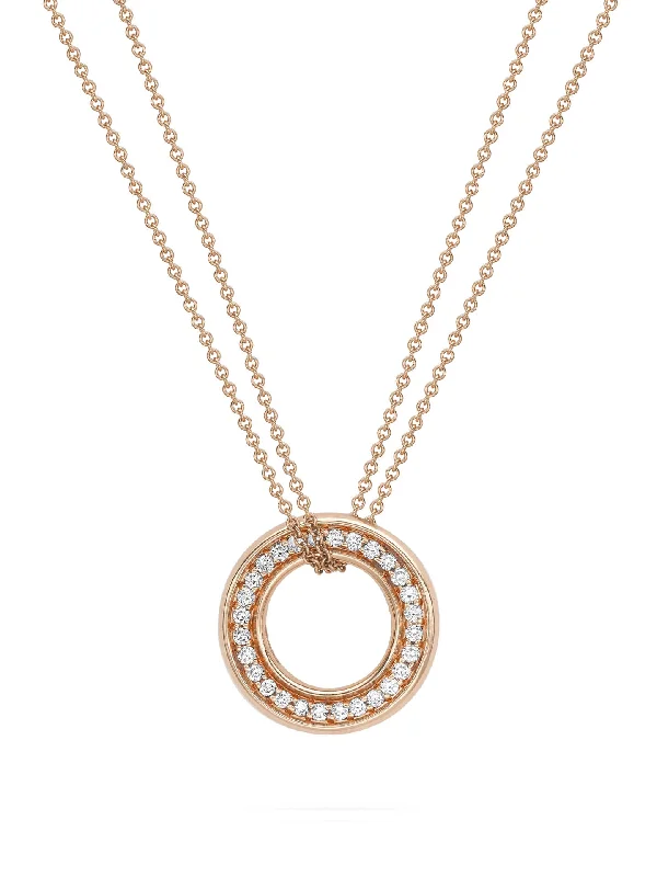 crystal pendant for modern necklaces-Roulette Medium Rose Gold Diamond Pendant