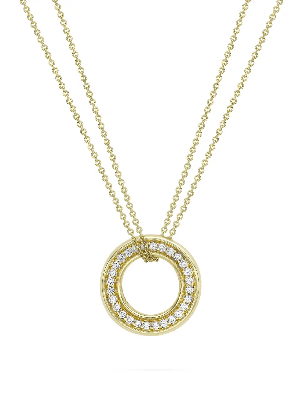 elegant diamond pendant necklace-Roulette Medium Yellow Gold Diamond Pendant