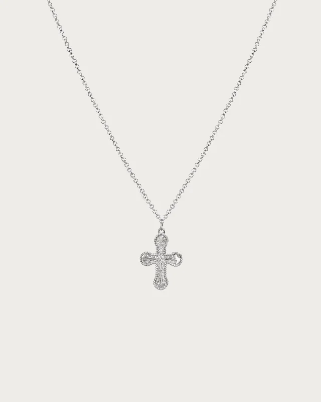 rose gold chain necklace-Mini Cross Pendant Necklace in Silver