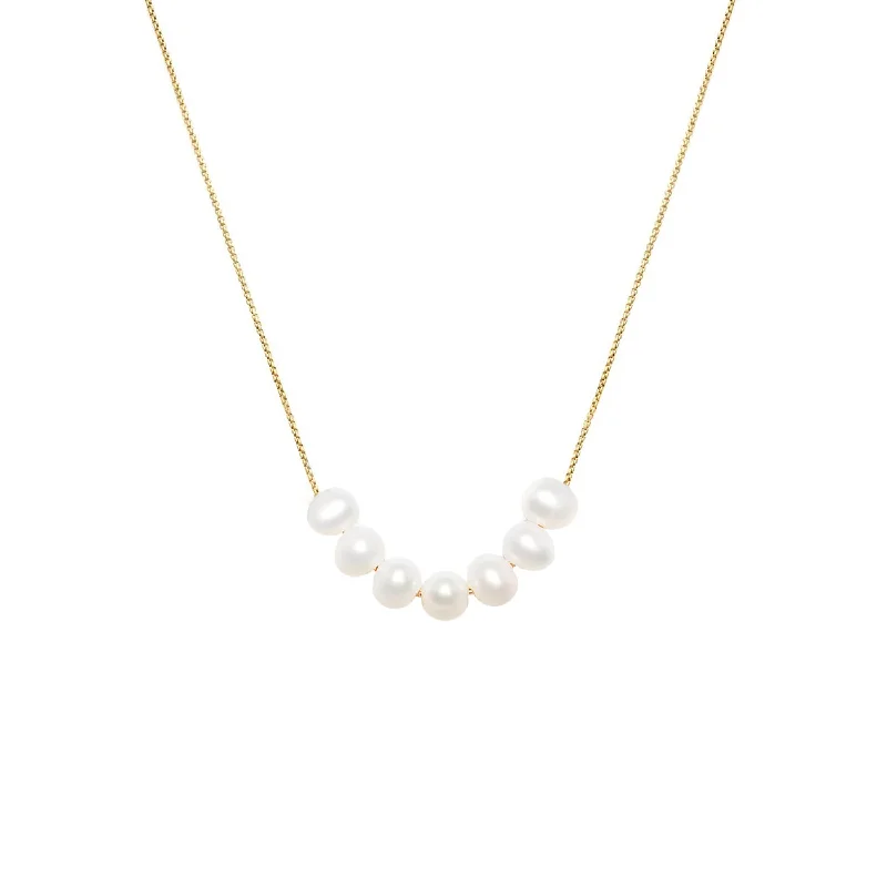 bar necklace with initials-Mini Mer Necklace | Pearl