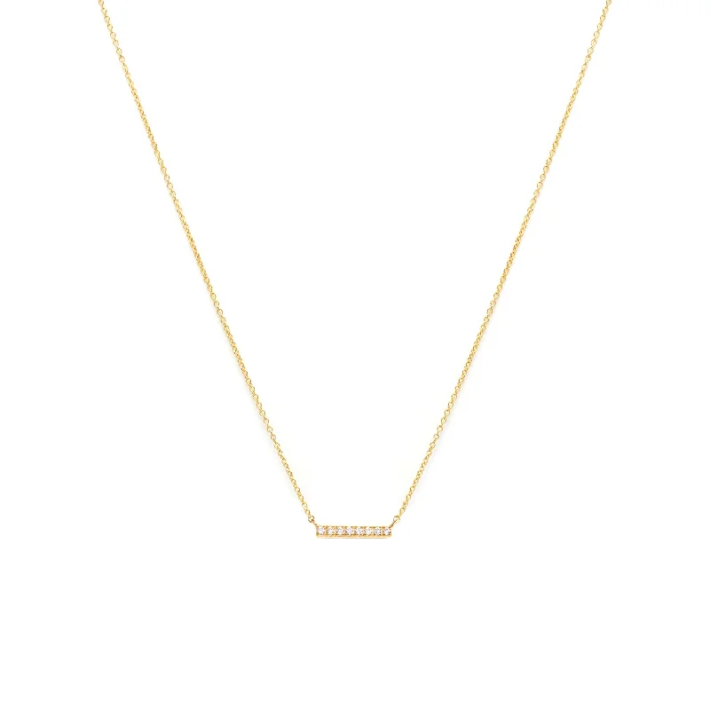 heart-shaped pendant necklace for kids-Pave Bar Necklace | Gold